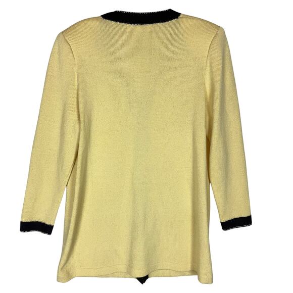 VTG JSS Knit Sweater Women M Yellow Wool Knitted Pockets Beaded Long Sleeve - Picture 2 of 15